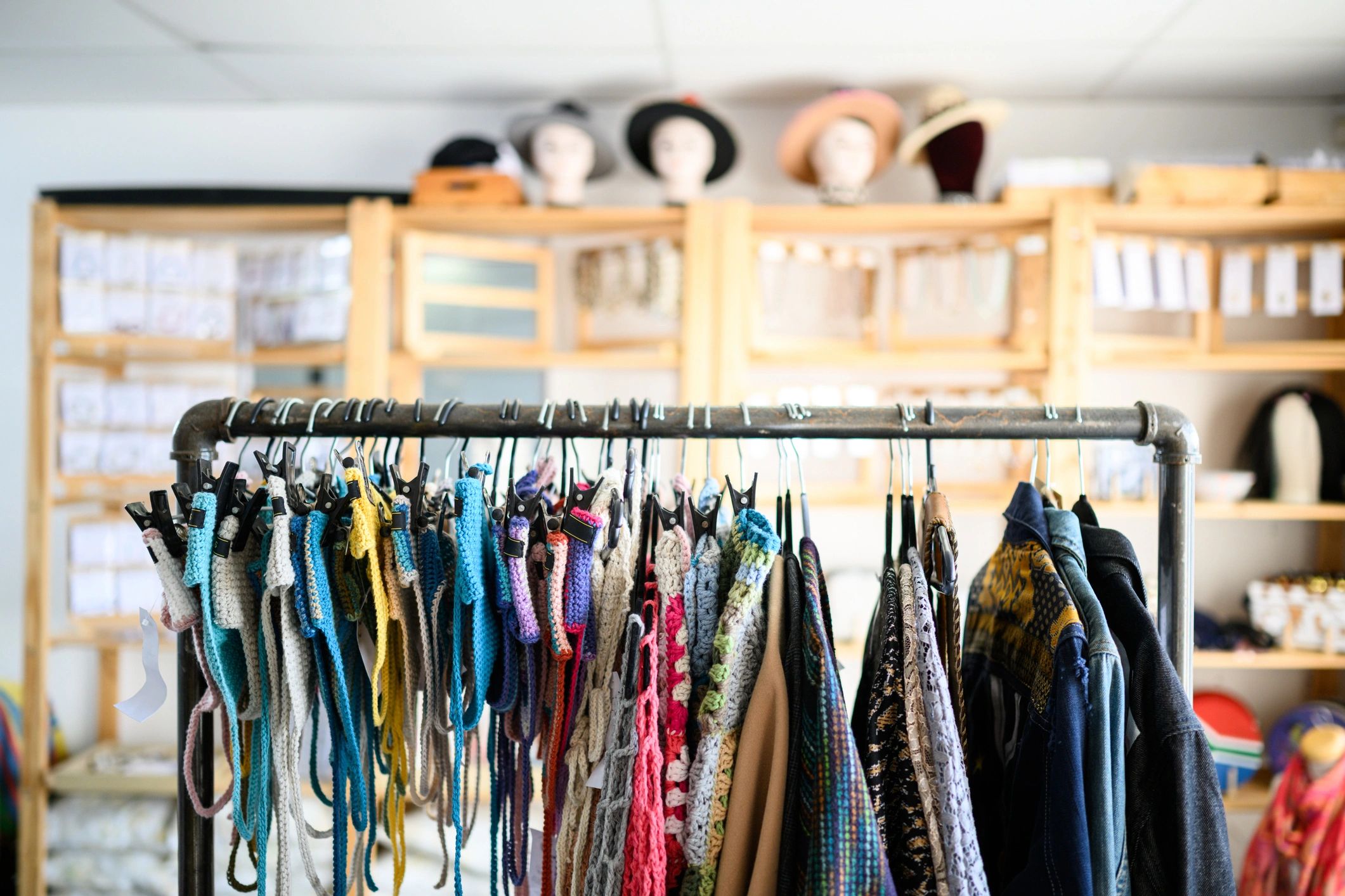 Neatly arranged garments on a display rack